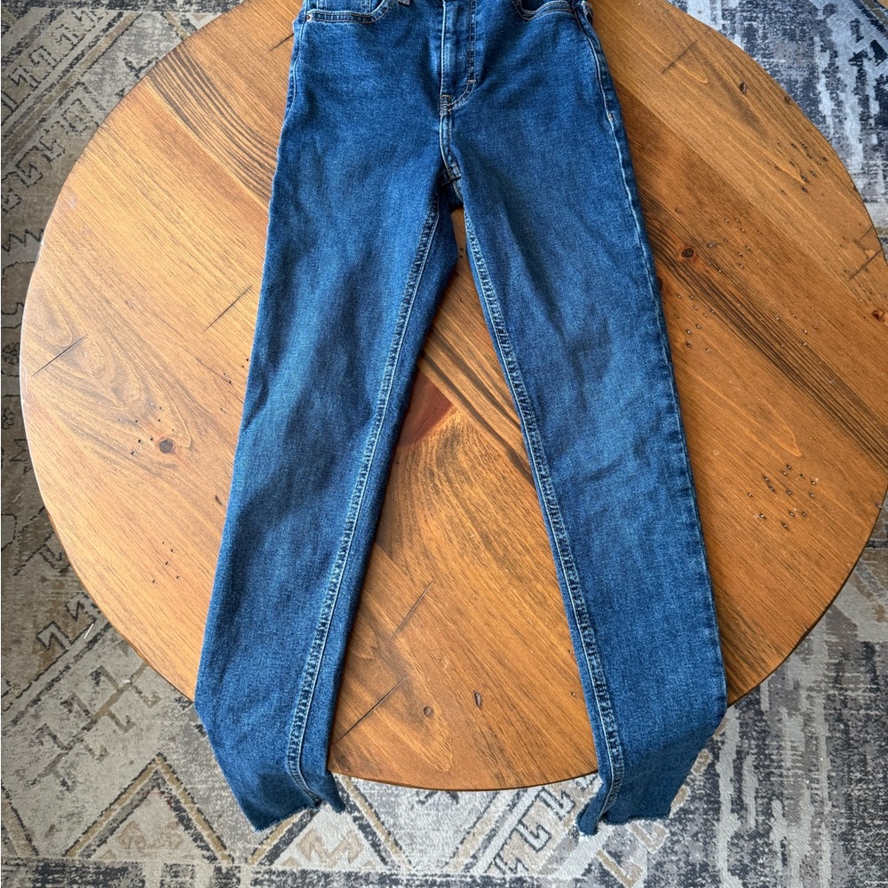 Topshop Classic Straight-Leg Blue Denim Jeans